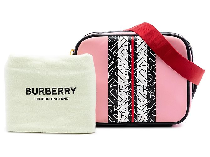 Borsa a tracolla per bambini Burberry TB Monogram Nylon Stripe rosa - vista 7