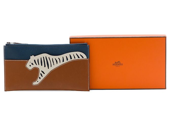 Pochette Rooroo in Barenia ed Epsom marrone Hermès - vista 7
