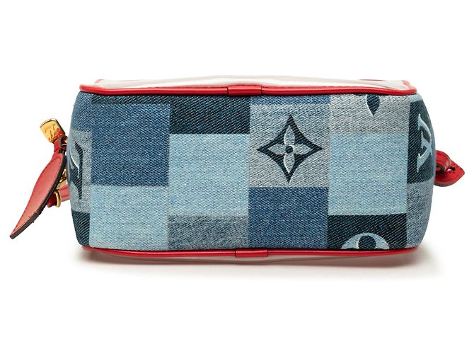 Borsa a tracolla Beach Pouch in denim patchwork monogram blu Louis Vuitton - vista 3