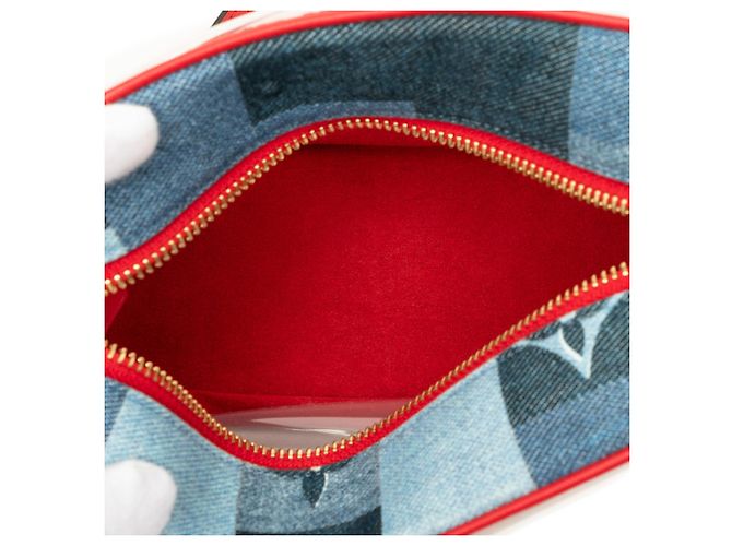 Borsa a tracolla Beach Pouch in denim patchwork monogram blu Louis Vuitton - vista 4