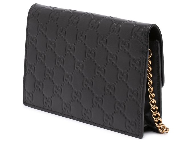 Borsa a tracolla con catena Gucci Guccissima nera con G intrecciate Nero - vista 2