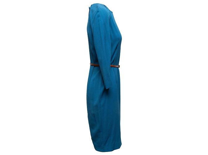 Blaues Fendi Langarmkleid mit Gürtel Größe IT 44 - Ansicht 3