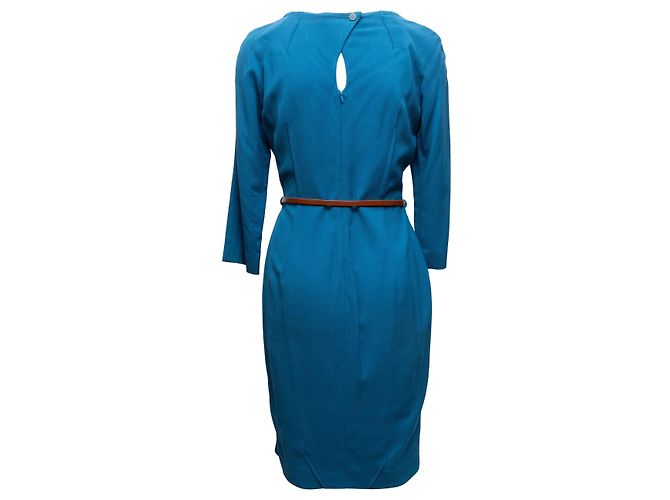 Blaues Fendi Langarmkleid mit Gürtel Größe IT 44 - Ansicht 4