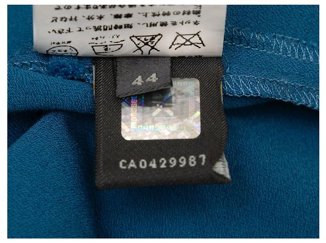 Blaues Fendi Langarmkleid mit Gürtel Größe IT 44 - Ansicht 7