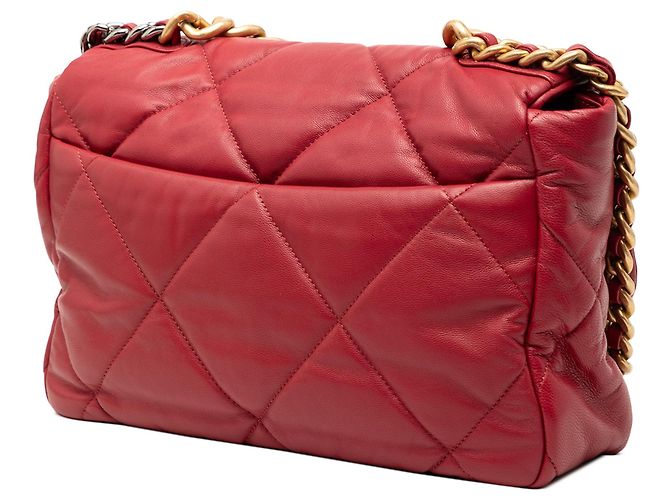Borsa Chanel Large 19 in agnello rosso - vista 2
