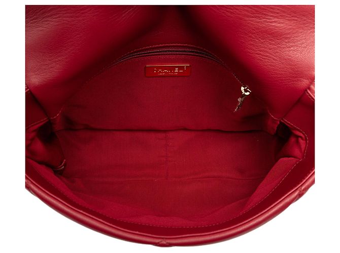 Borsa Chanel Large 19 in agnello rosso - vista 4