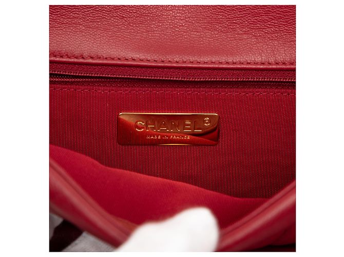 Borsa Chanel Large 19 in agnello rosso - vista 5