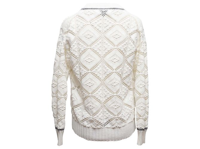 Weiß-schwarzer Chanel V-Ausschnitt Cardigan Größe FR 34 - Ansicht 3
