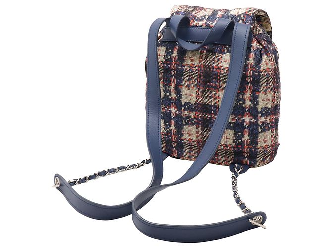 Blauer Chanel CC Nylon-Tweed-Rucksack mit Print - Ansicht 2