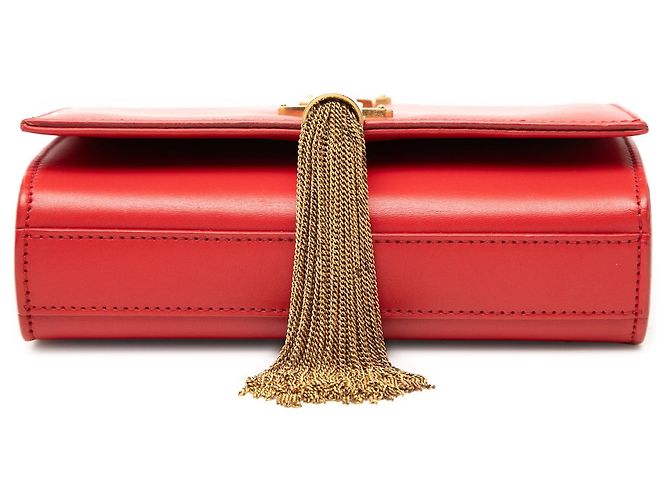 Borsa a tracolla Kate Small in pelle di vitello liscia con monogramma rosso Saint Laurent - vista 3