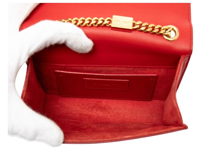 Borsa a tracolla Kate Small in pelle di vitello liscia con monogramma rosso Saint Laurent - vista 4