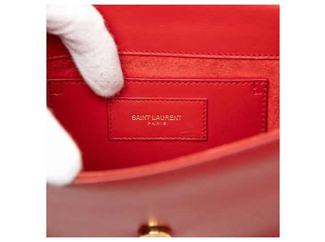 Borsa a tracolla Kate Small in pelle di vitello liscia con monogramma rosso Saint Laurent - vista 5