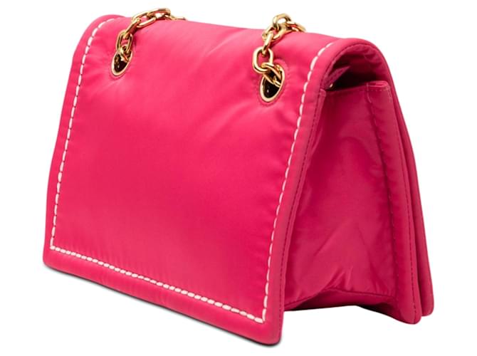 Borsa a tracolla con patta e catena Tessuto rosa Prada - vista 2