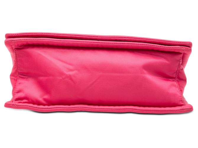 Borsa a tracolla con patta e catena Tessuto rosa Prada - vista 3