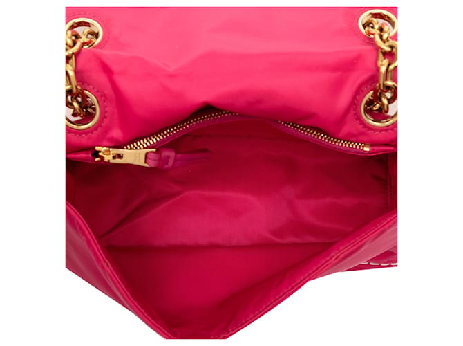 Borsa a tracolla con patta e catena Tessuto rosa Prada - vista 4