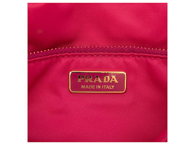 Borsa a tracolla con patta e catena Tessuto rosa Prada - vista 5