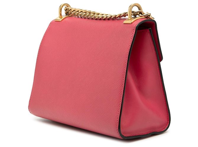Borsa a tracolla envelope monocromatica in pelle Saffiano rosa Prada - vista 2