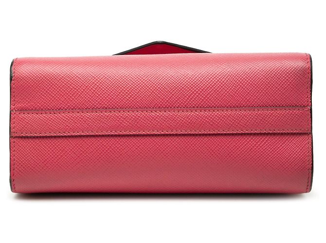 Borsa a tracolla envelope monocromatica in pelle Saffiano rosa Prada - vista 3