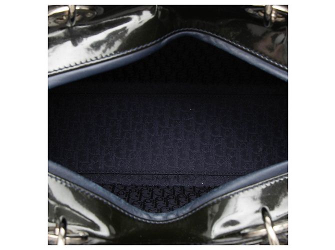 Borsa Lady Dior Large in vernice blu cannage - vista 4