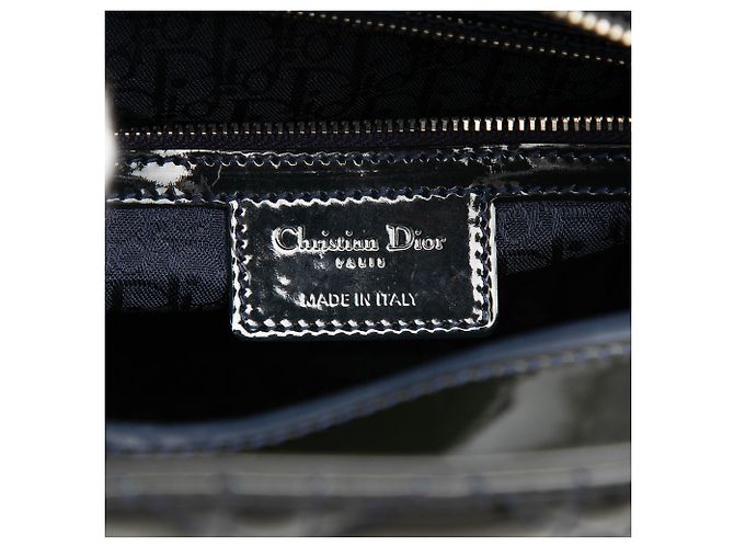 Borsa Lady Dior Large in vernice blu cannage - vista 5