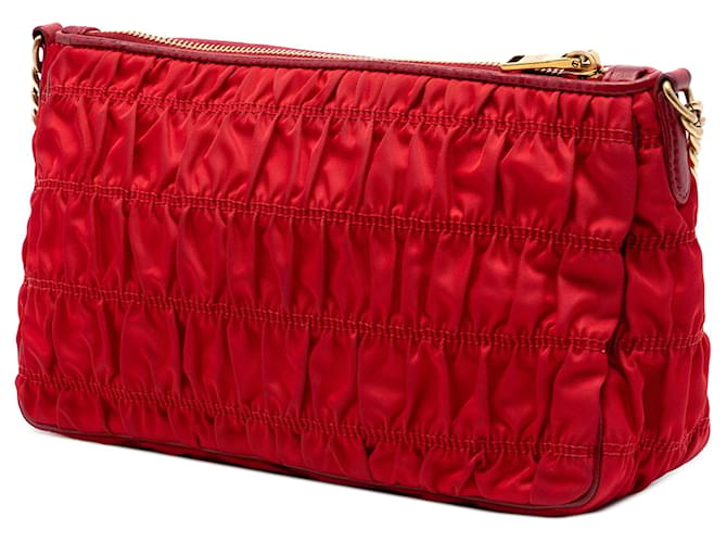 Borsa a tracolla Prada Tessuto Gaufre rossa Rosso - vista 2