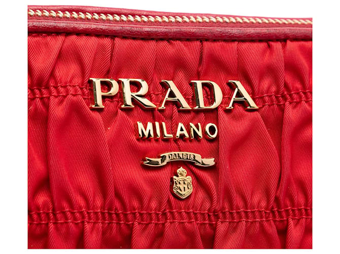 Borsa a tracolla Prada Tessuto Gaufre rossa Rosso - vista 5