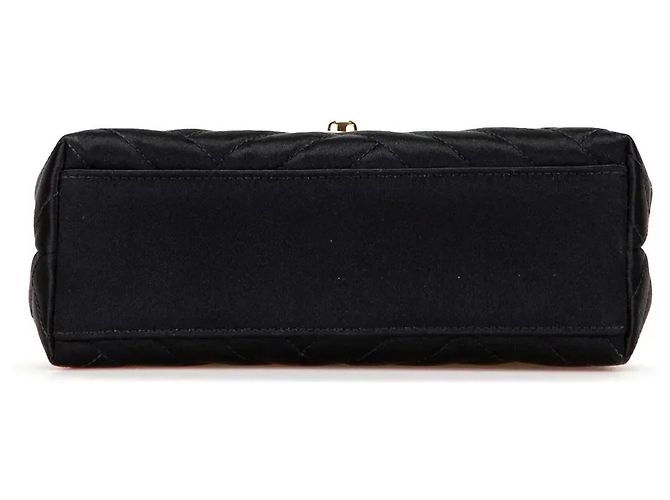 Borsa a tracolla Chanel Mini Square Diagonal Quilted Satin Single Flap nera Nero - vista 3