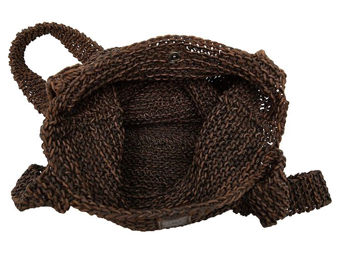 Chanel CC Strick-Kalbsleder Schultertasche Braun - Ansicht 4