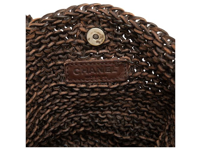 Chanel CC Strick-Kalbsleder Schultertasche Braun - Ansicht 5