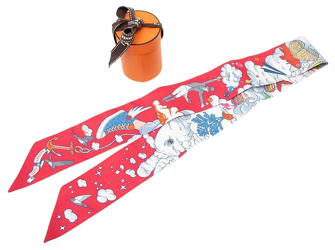 Foulard Twilly in seta rosa Hermès Sur Mon Nuage - vista 6