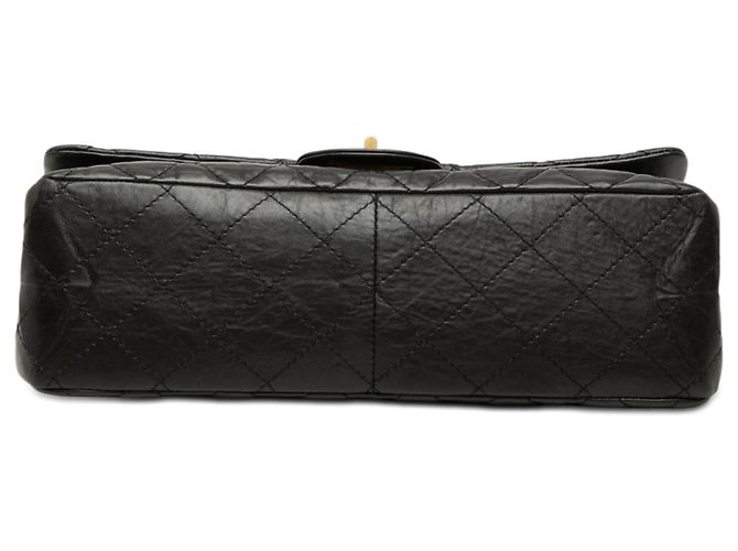 Borsa a tracolla Chanel Reissue 2.55 Double Flap in pelle di vitello invecchiata trapuntata nera Nero - vista 3