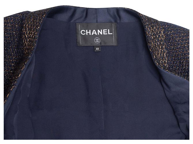 Navy Chanel Wool-Blend Metiers d'Art 2019 Collection Jacket Size FR 40 Navy blue - view 7