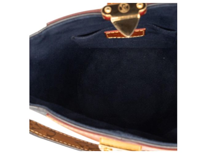 Bucket Bolsa Duffle Louis Vuitton em couro de bezerro azul e Monogram Reverse - vista 4