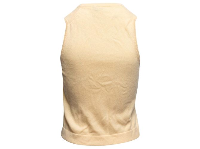Hermès Vintage Cashmere-Weste mit V-Ausschnitt in Creme Hermes Größe US M Weiß - Ansicht 3