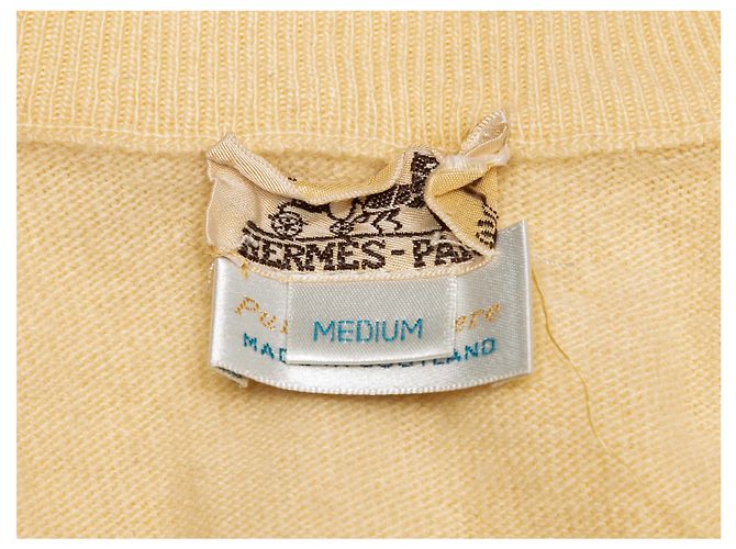 Hermès Vintage Cashmere-Weste mit V-Ausschnitt in Creme Hermes Größe US M Weiß - Ansicht 4