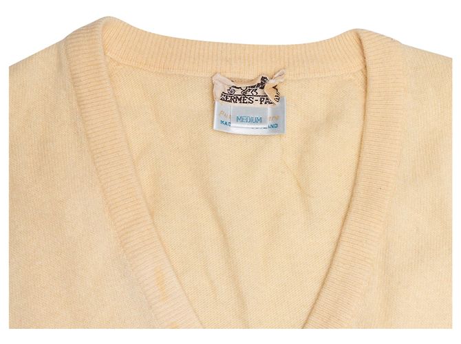 Hermès Vintage Cashmere-Weste mit V-Ausschnitt in Creme Hermes Größe US M Weiß - Ansicht 5