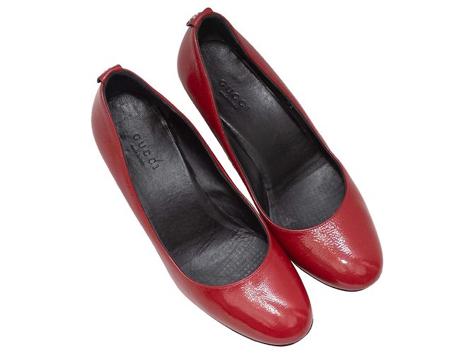 Scarpins de salto anabela em verniz vermelho vintage Gucci Tamanho 35 - vista 2