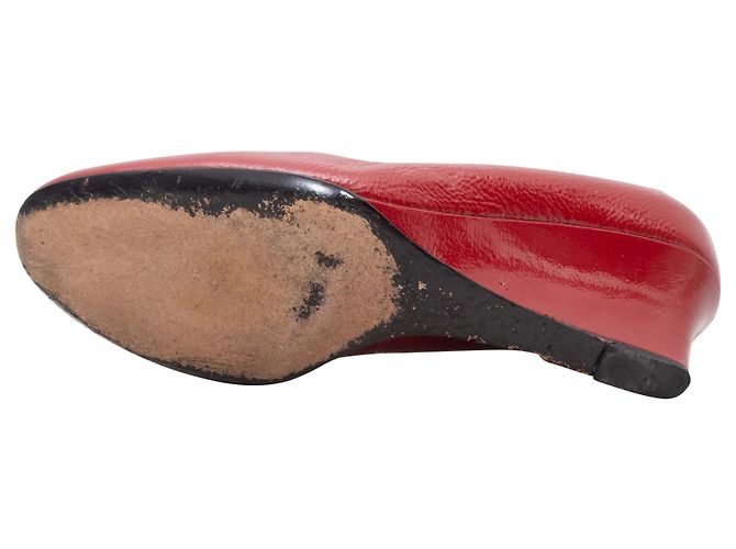 Scarpins de salto anabela em verniz vermelho vintage Gucci Tamanho 35 - vista 5
