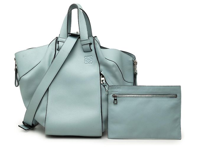 Borsa Hammock in pelle blu LOEWE Medium - vista 8