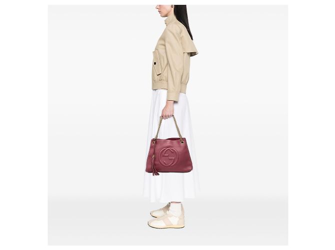 Tote Soho Chain in pelle di vitello Medium rosa Gucci - vista 7