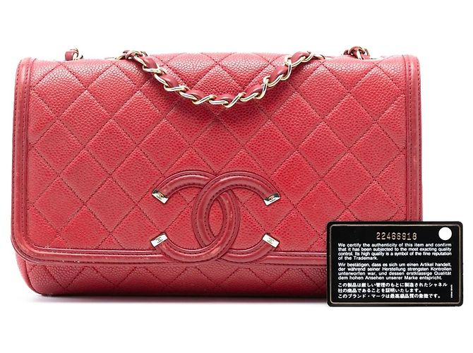 Borsa a tracolla Chanel Medium Quilted Caviar CC Filigree Flap Rossa Rosso - vista 8