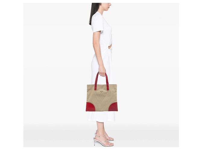 Tote Prada in Canapa con rifiniture in Cinghiale marrone - vista 6