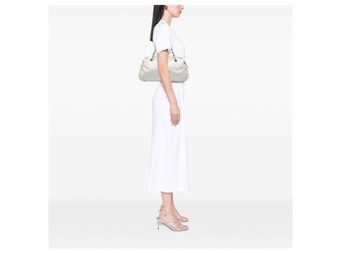 Borsa a tracolla Chanel CC Caviar Bianca Bianco - vista 7