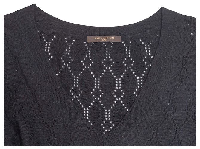 Schwarzes Louis Vuitton Langarmkleid aus Open Knit Größe US S - Ansicht 4