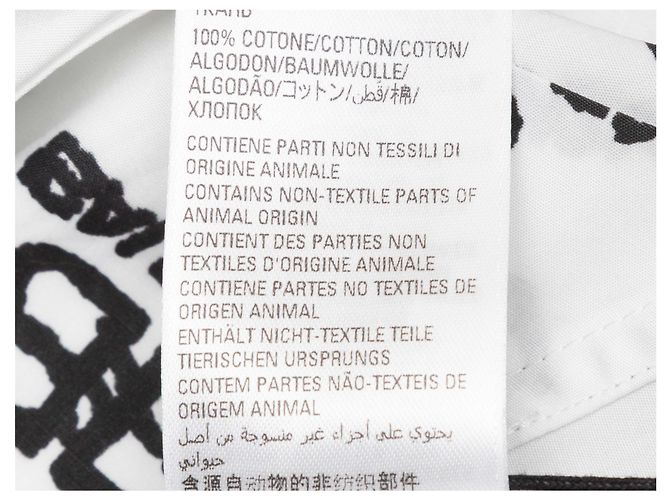 Weiß-schwarzes Balenciaga Logo-Print Button-Up Top Größe FR 34 - Ansicht 7