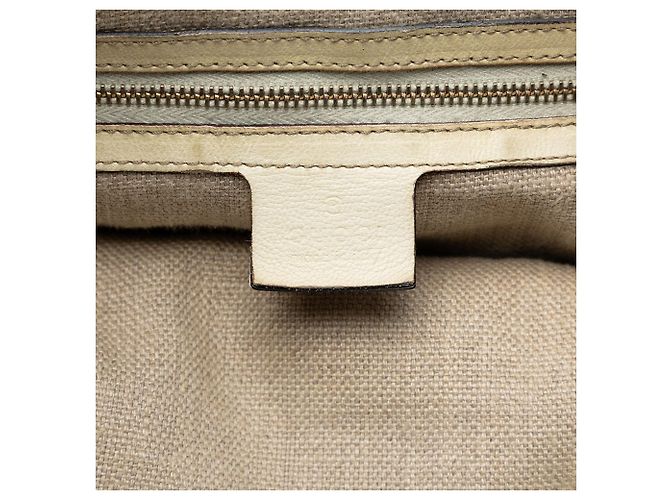 Bamboo Tote Gucci de couro branco com alça de bambu e mors - vista 5