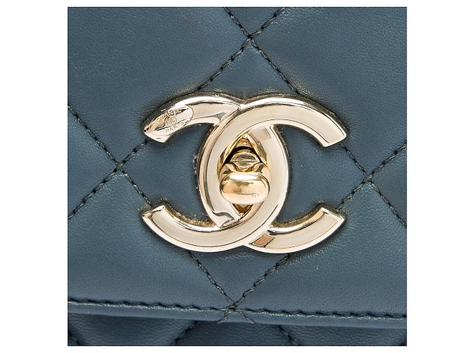 Trendy CC Borsa Chanel Medium in agnello blu con CC Trendy - vista 5