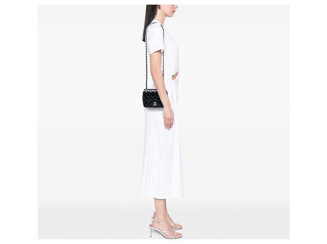 Mini Borsa Chanel Square Classic Black Patent Single Flap Crossbody Nero - vista 5