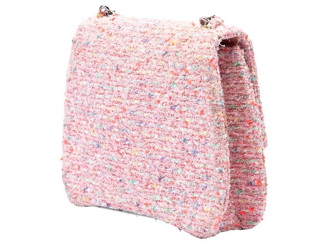 Borsa a tracolla Chanel CC Confetti in tweed rosa - vista 2