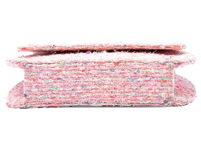 Borsa a tracolla Chanel CC Confetti in tweed rosa - vista 3